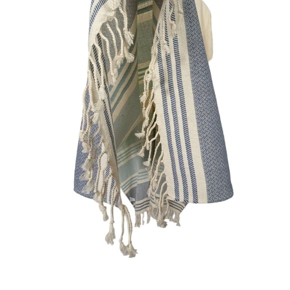 Tribe Alive Fringed Beach Cotton Poncho Kaftan Swim Coverup one size - Picture 10 of 11